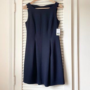 Jessica Howard Navy Mini Fit & Flare Sleeveless Dress Bow Design Back 4P NWT